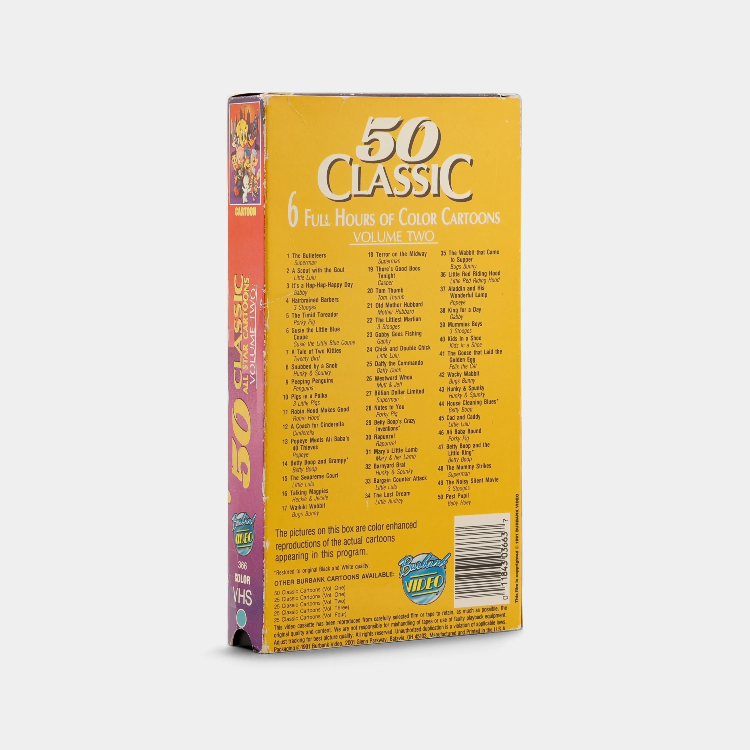 50 Classic Cartoons: Volume II VHS Tape